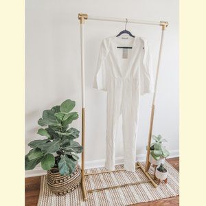 Cape It Together Tailored White Jumpsuit